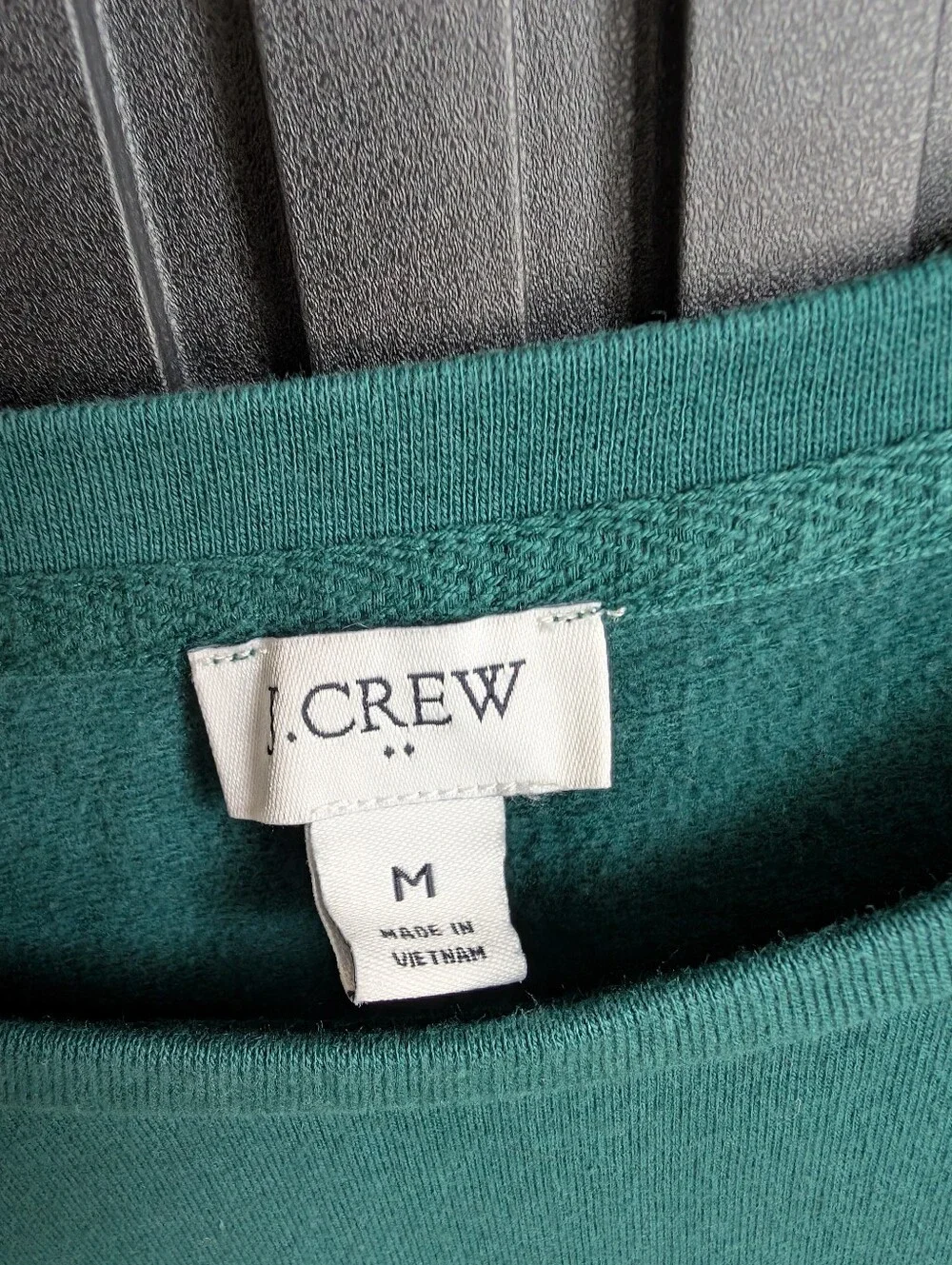 J. Crew Women's Ruffle Shoulder Sweatshirt in the color Academic Green - Picture 3 of 9